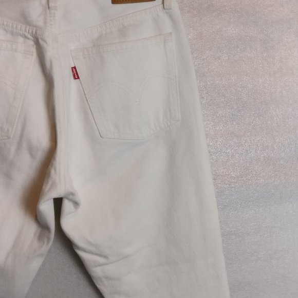 Levi's 501 Skinny White Button Fly HighRise DON'T MIND IF I DO Jean 28w/measurem - Picture 9 of 12